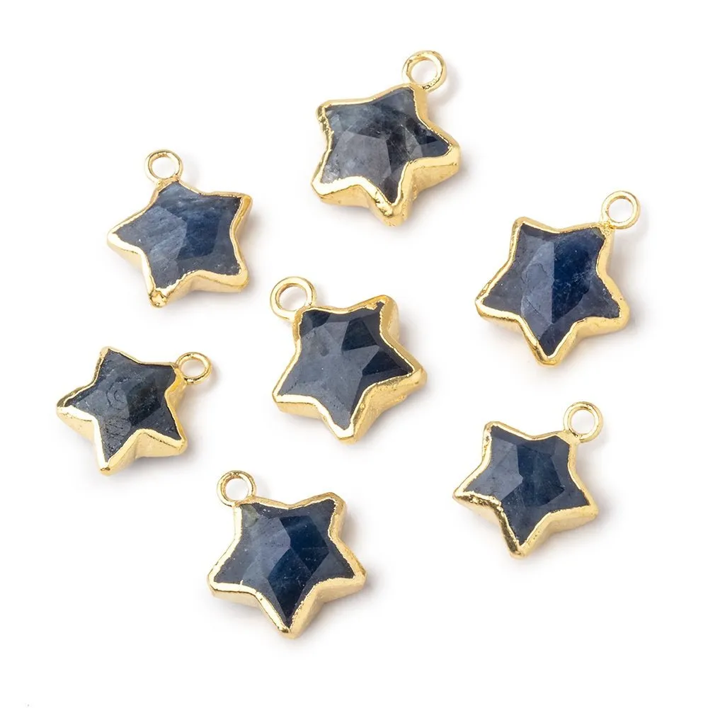 10-11mm Gold Leafed Sapphire Faceted Star Focal Pendant 1 piece