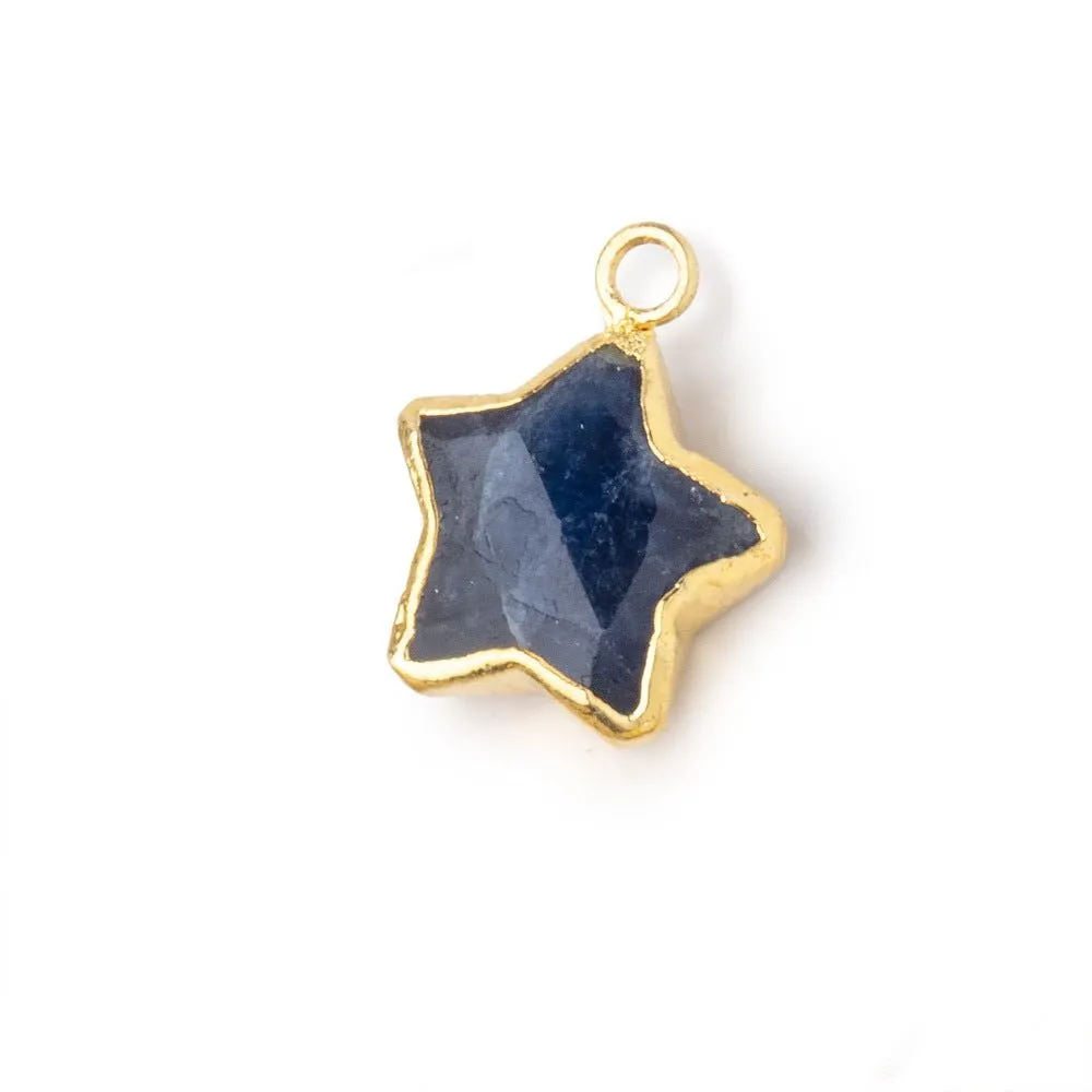 10-11mm Gold Leafed Sapphire Faceted Star Focal Pendant 1 piece