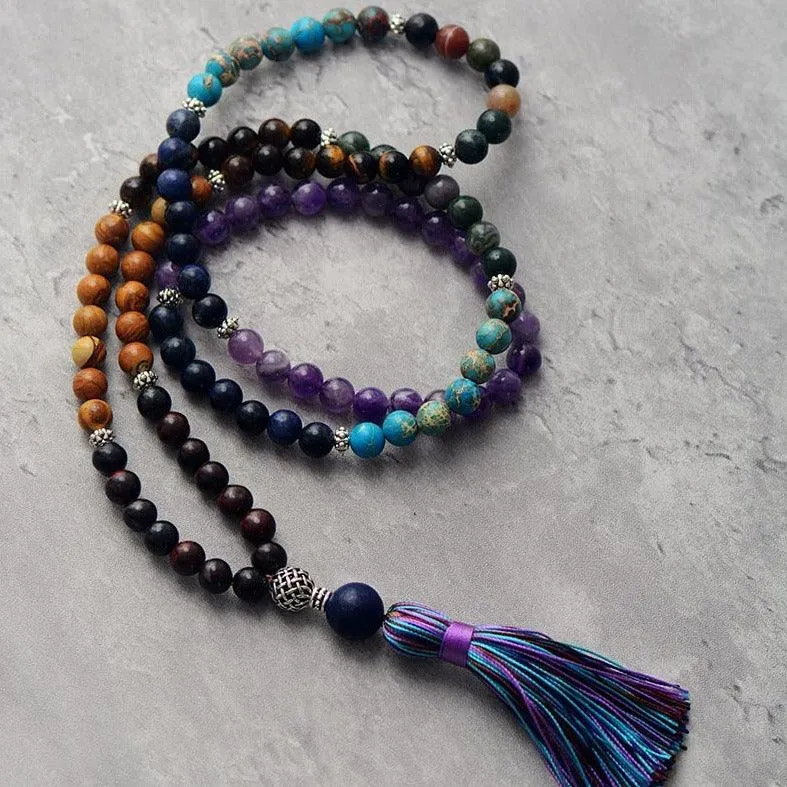 108 Mala Beads Amethyst Agate Jasper