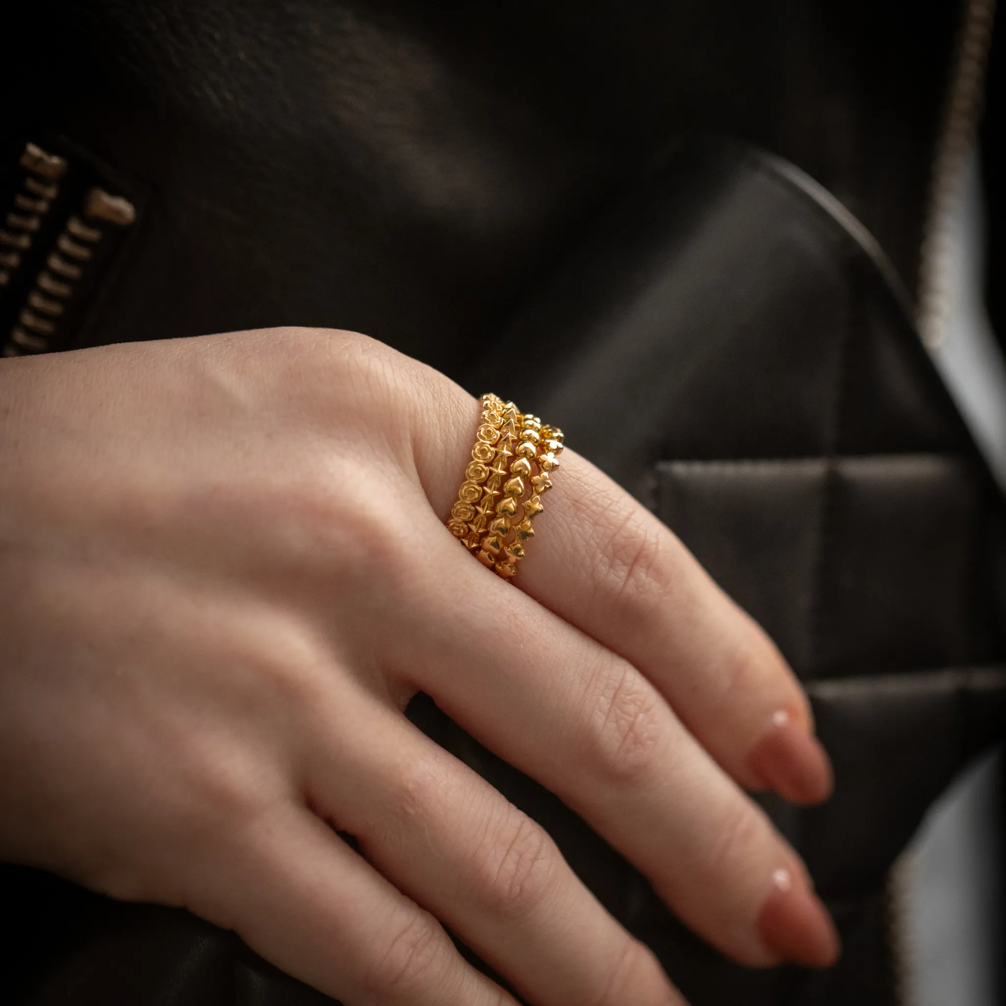 10K Gold Super Micro MB Cross Stackable Ring