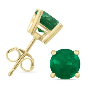 14K  4Mm Round Emerald Earrings