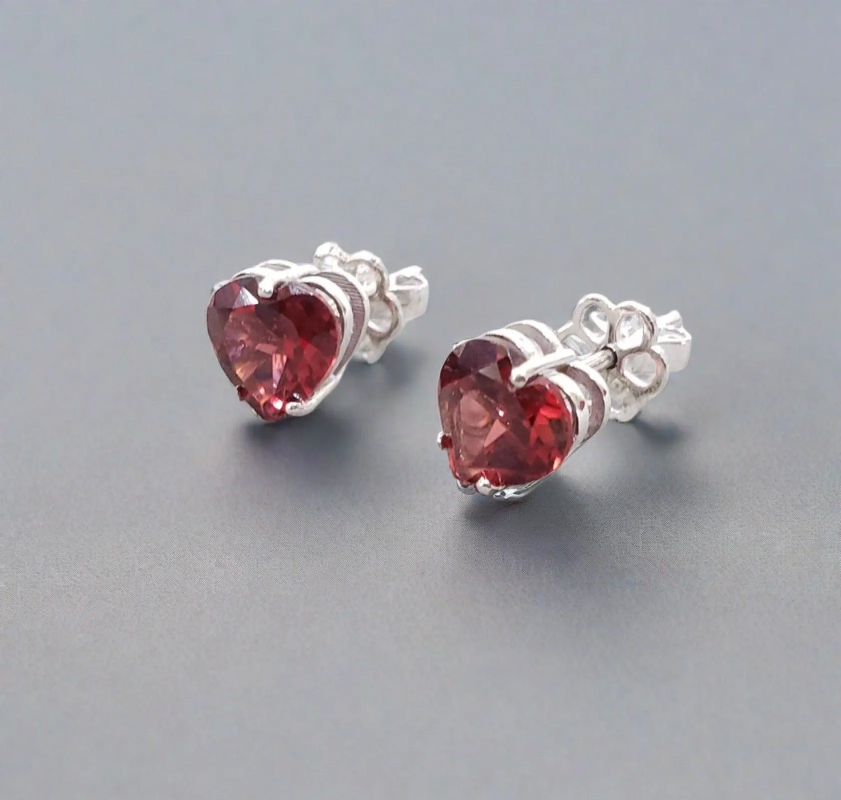 14k and The Best White Gold January Birthstone Earrings With Red Garnet Studs