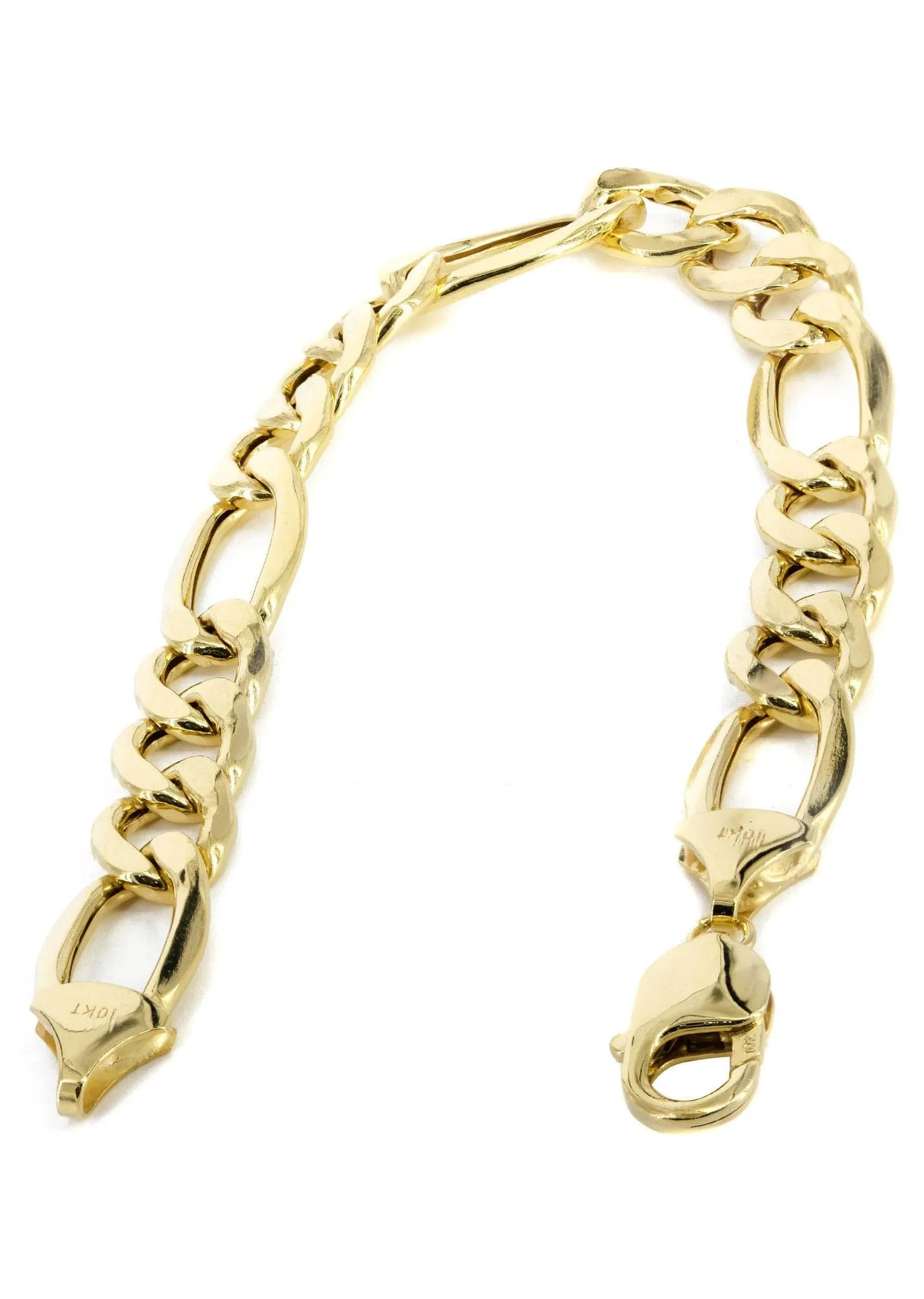 14K Gold Bracelet Solid Figaro