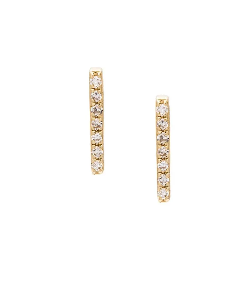 14K Gold Diamond Bar Earrings