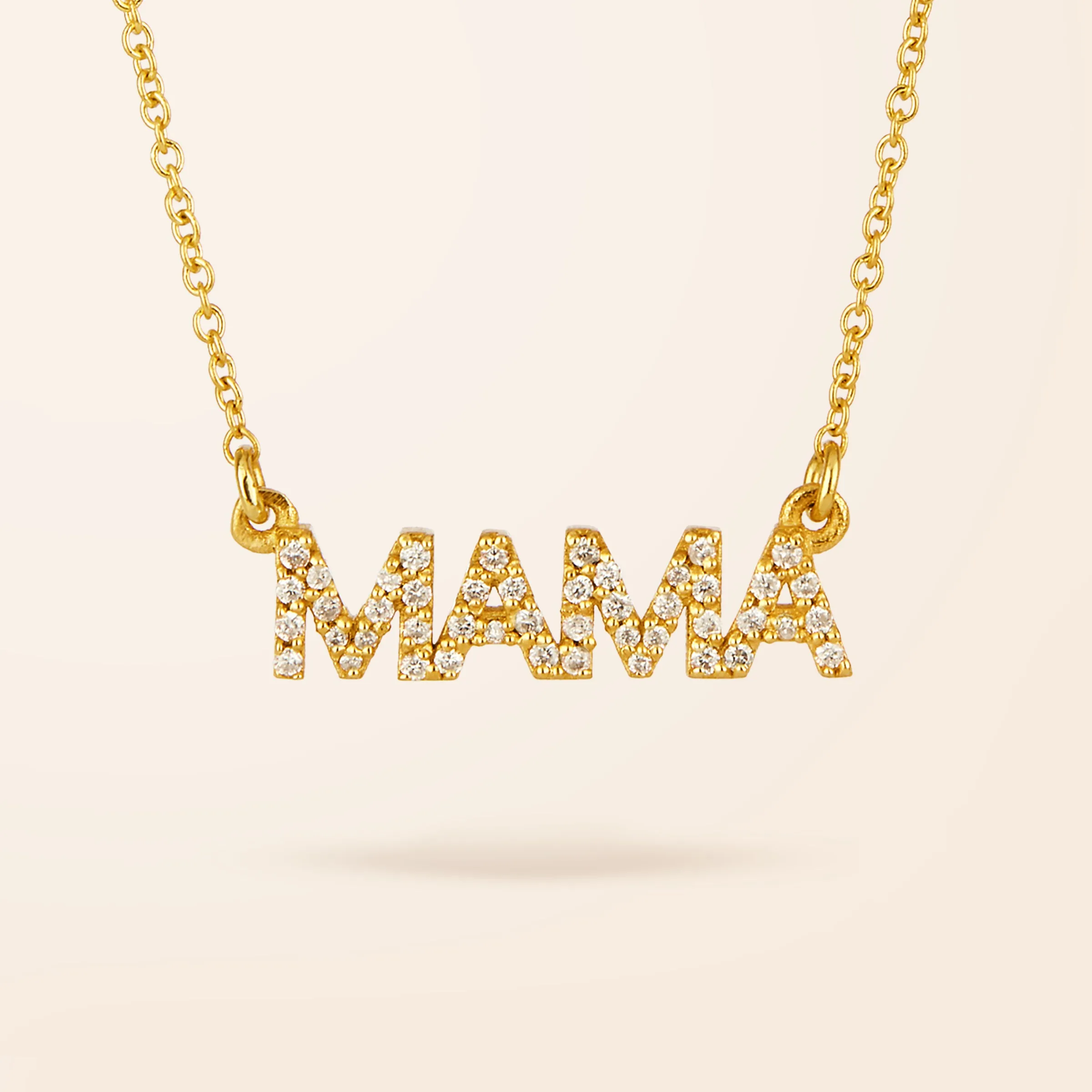 14K Gold Diamond Mama Necklace