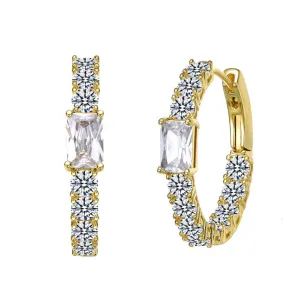 14k Gold Plated with Colored Cubic Zirconia Inside-Out Hoop Earrings