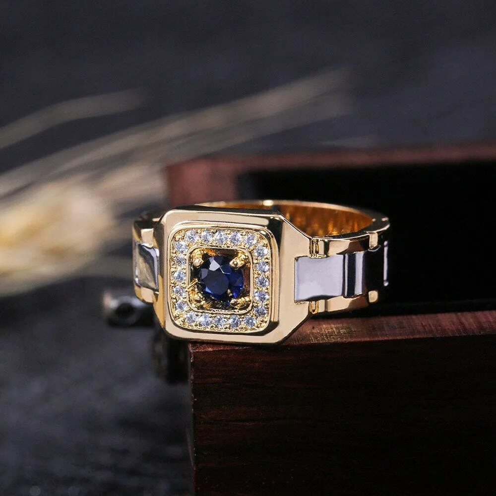 14K Natural 1 Carat Sapphire Unisex Box Ring