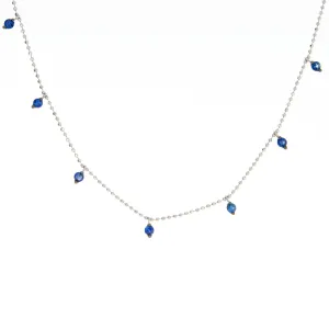 14K White Gold Sapphire Drop Necklace