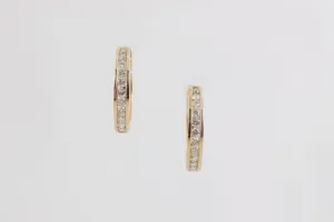 14k Yellow Gold 1.00tcw Diamond Huggie Hoop Earrings (7.42g.)