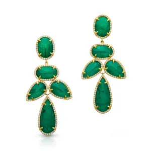 14KT Yellow Gold Emerald Triplet Diamond Bellissima Chandelier Earrings