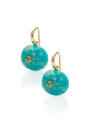 14KY Milestone Drop Earrings Amazonite and Emerald