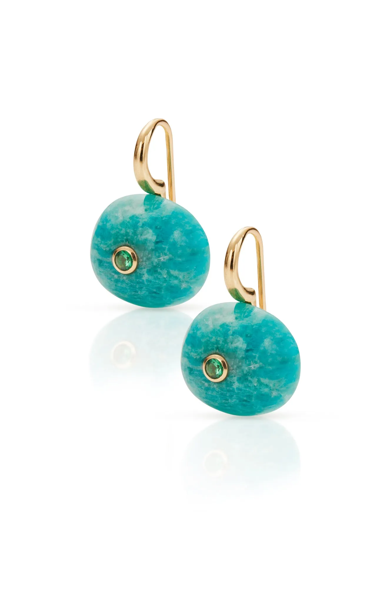 14KY Milestone Drop Earrings Amazonite and Emerald