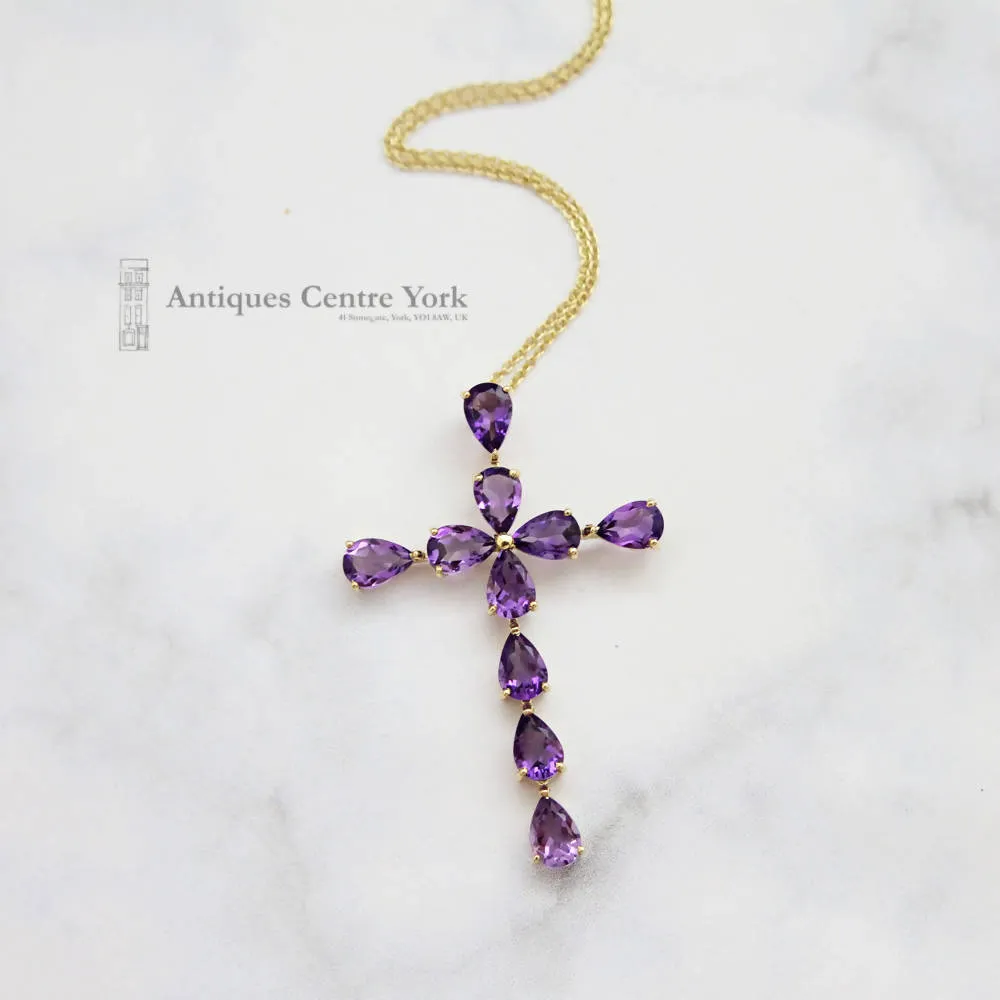 18ct Gold Amethyst Cross