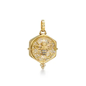 18K Beehive Crystal Locket