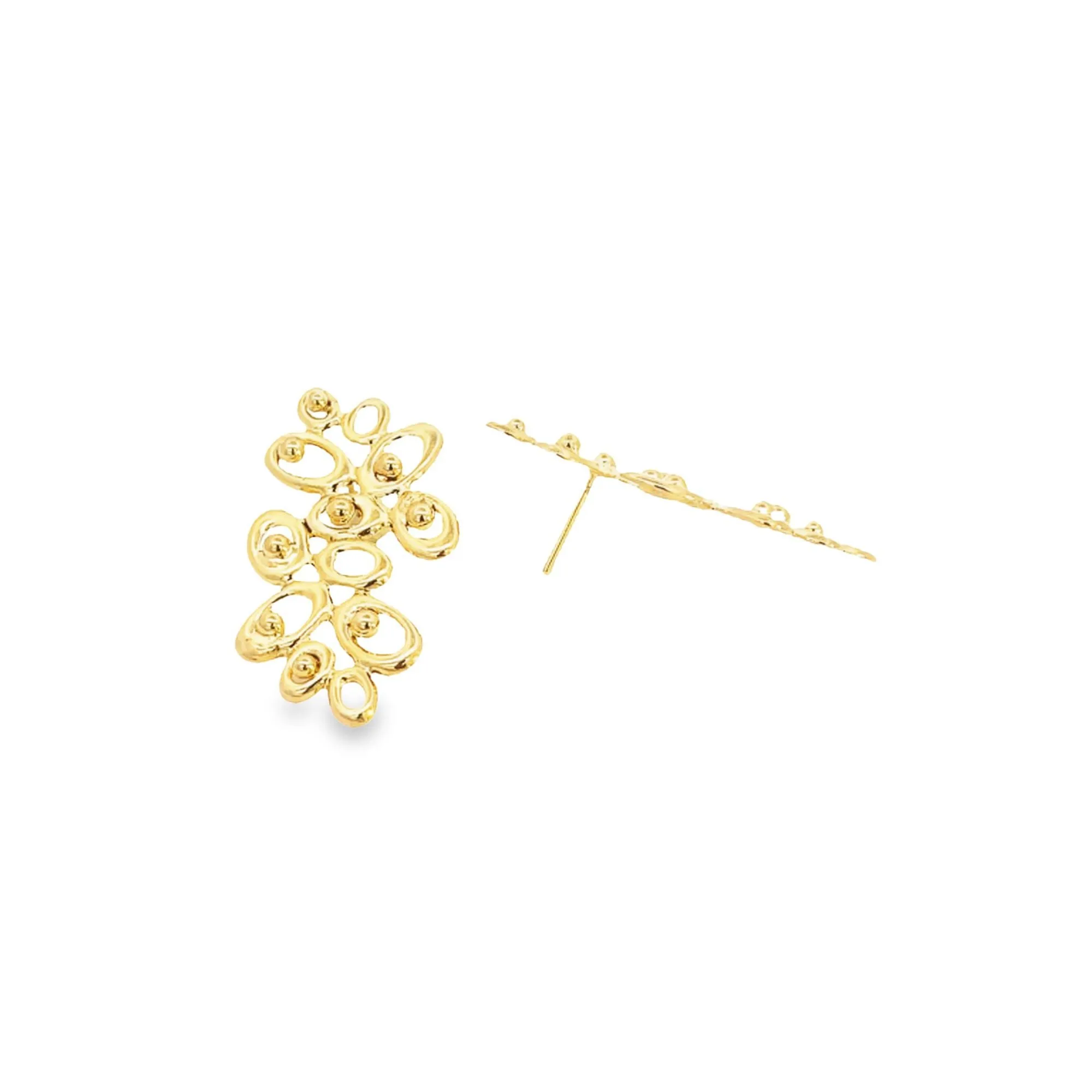 18K Gold Filled Flower Dahlia Stud Earrings (L70A)