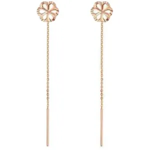 18k Gold Plum Blossom Design Tassel Earrings