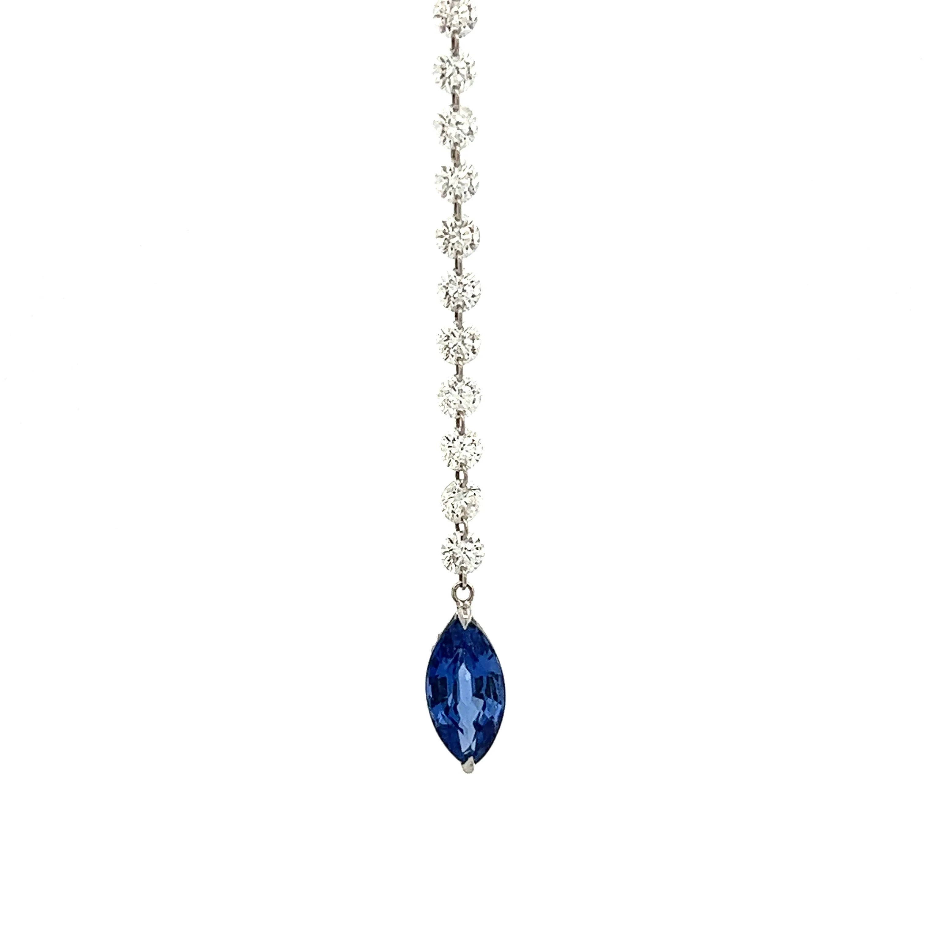 18k White Gold Diamond and Sapphire Lariat Necklace