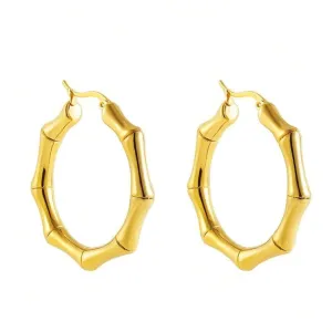 18k Yellow Gold Bamboo Knot Buckle Earrings