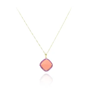 18kt Yellow Gold Coral and Pink Sapphire Pendant