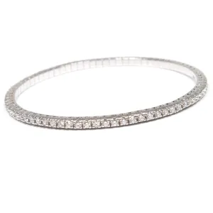 2.03ct 18k White Gold Diamond Tennis Stretch Bangle