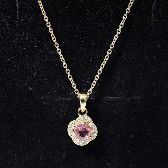 3/4 CT Pink Sapphire and Diamond Minimal Floral Pendant