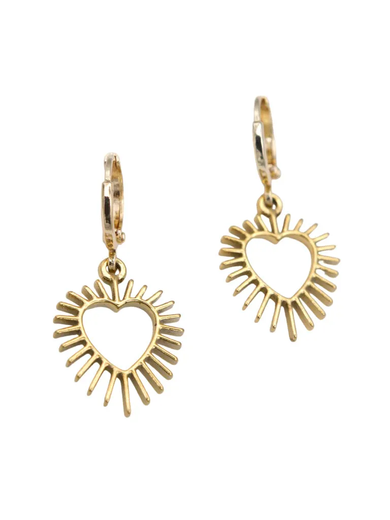 Ablaze Heart Gold Huggie Earrings