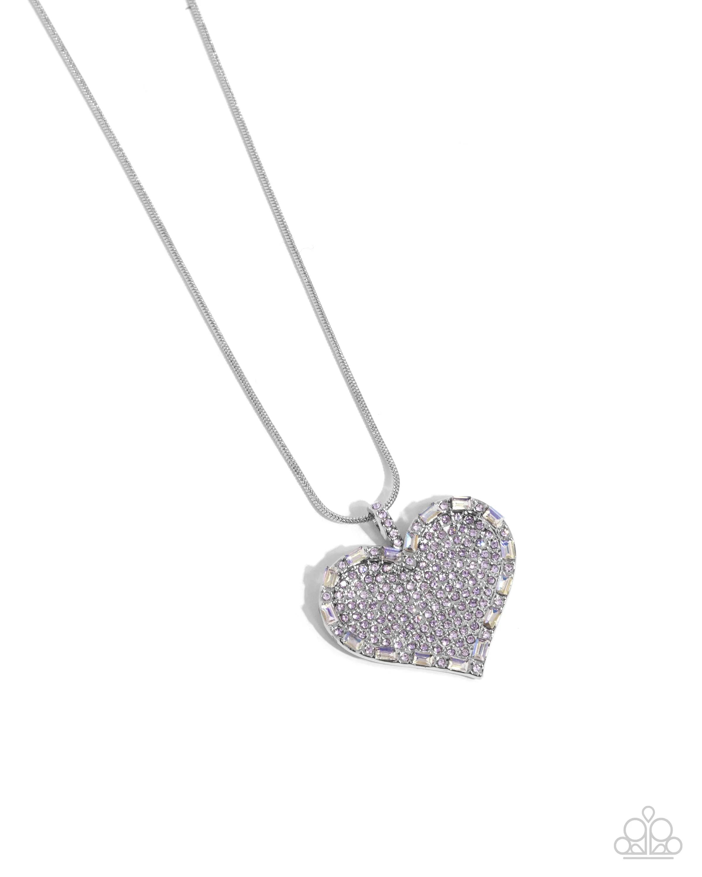 Affectionate Advance - Purple - Rhinestone Encrusted Heart Paparazzi Short Necklace