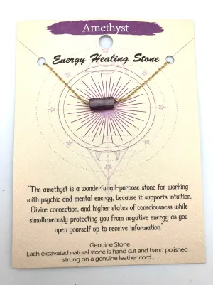 Amethyst Energy Healing Stone Intuition & Protection Affirmation Necklace