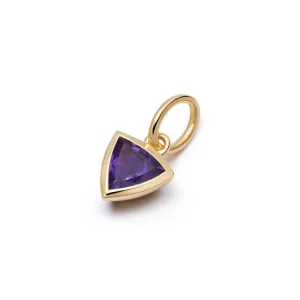 Amethyst February Birthstone Charm Pendant 18ct Gold Plate