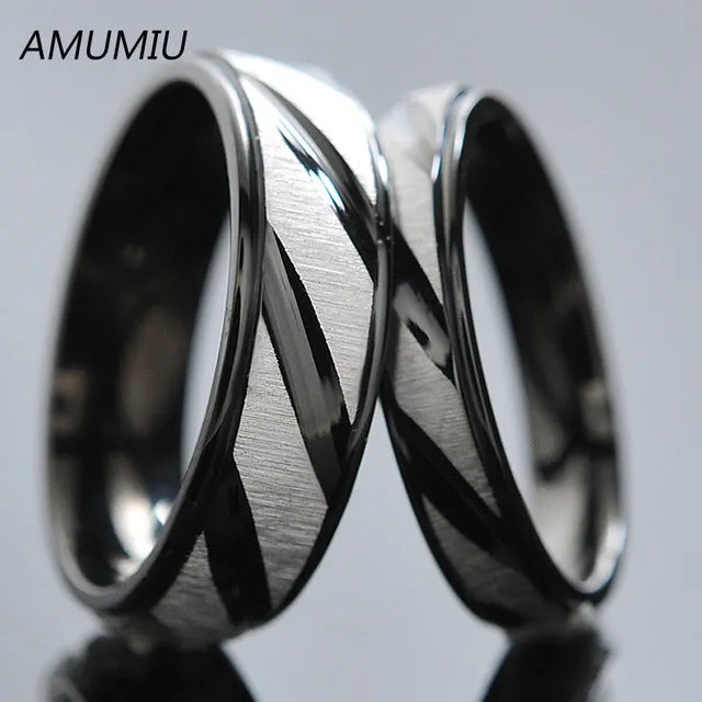 AMUMIU Stainless Steel Couples Rings for Men Women Gold Wedding Bands Engagement Anniversary Lovers his and hers promise KR005