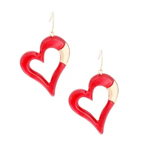 Angled Open Heart Earrings