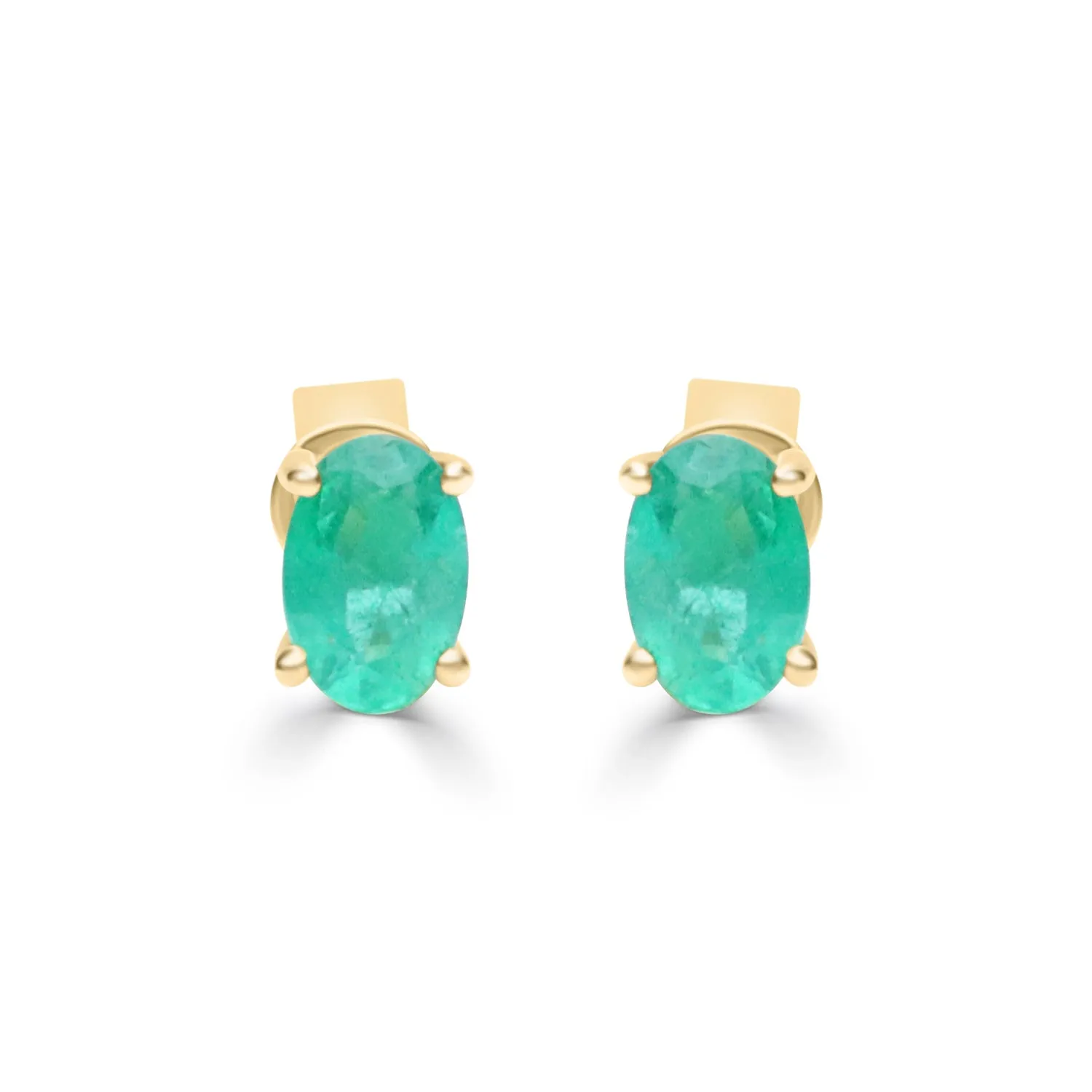 Antonella 14K Yellow Gold Oval-Cut Natural Zambian Emerald Earrings