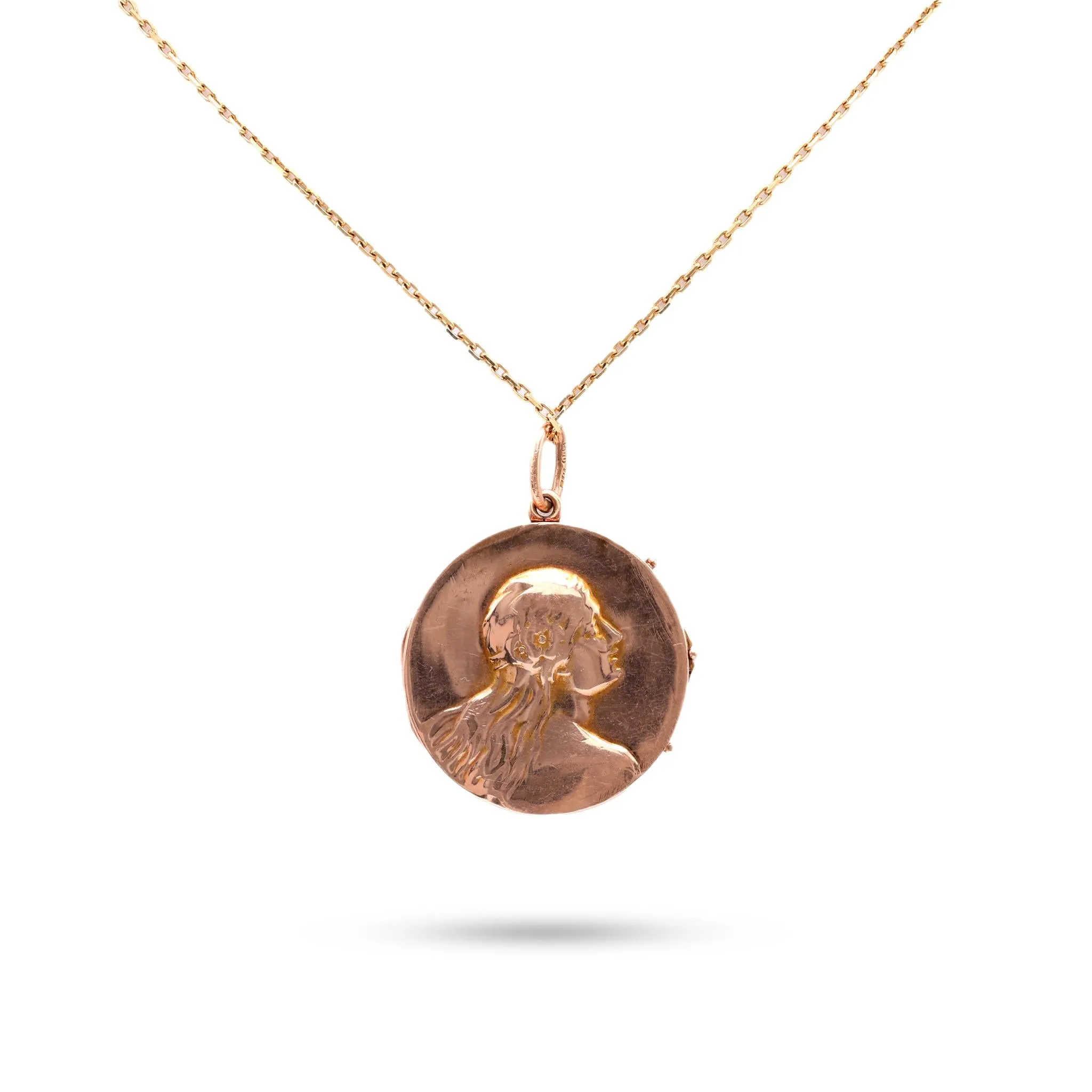 Art Nouveau Figural Rose Gold Locket