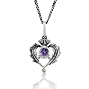 Art Nouveau Stil Amethyst Halskette in 925 Sterling Silber