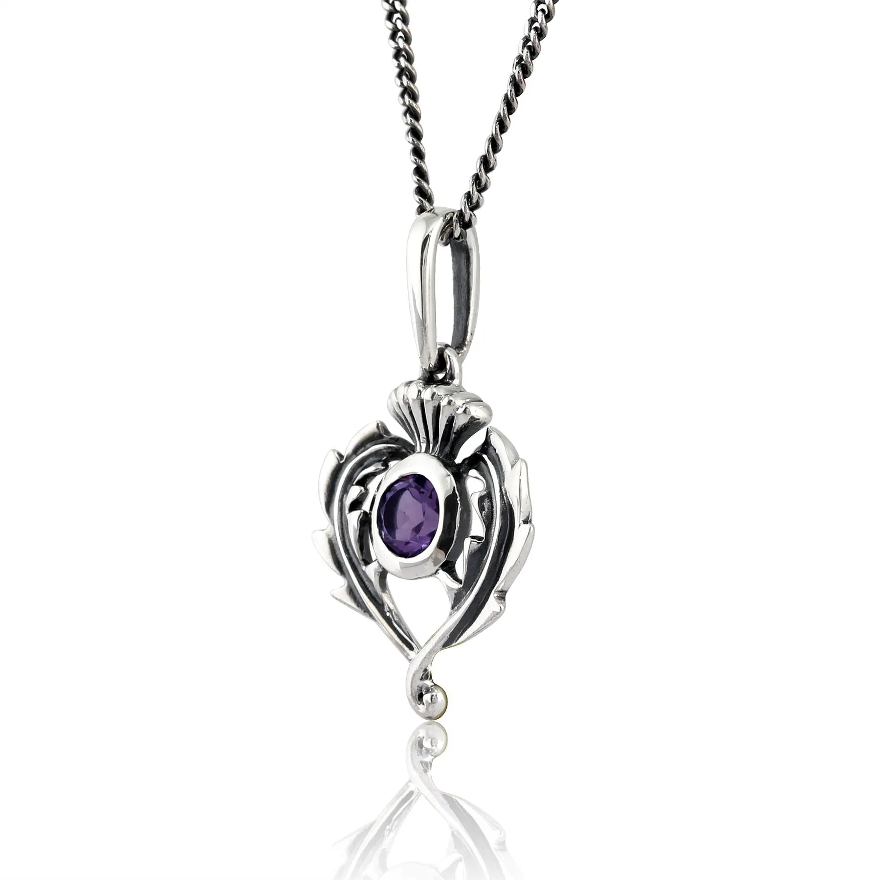 Art Nouveau Stil Amethyst Halskette in 925 Sterling Silber