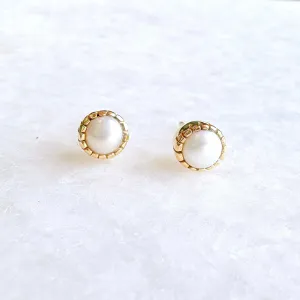 Artisan Stud Earrings: Gold Vermeil White Pearl