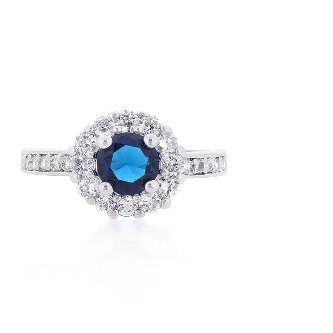 Belle Sapphire Blue Halo Engagement Cocktail Ring | 2.5ct