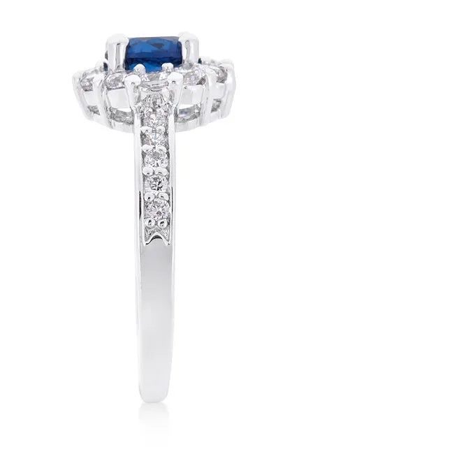 Belle Sapphire Blue Halo Engagement Cocktail Ring | 2.5ct