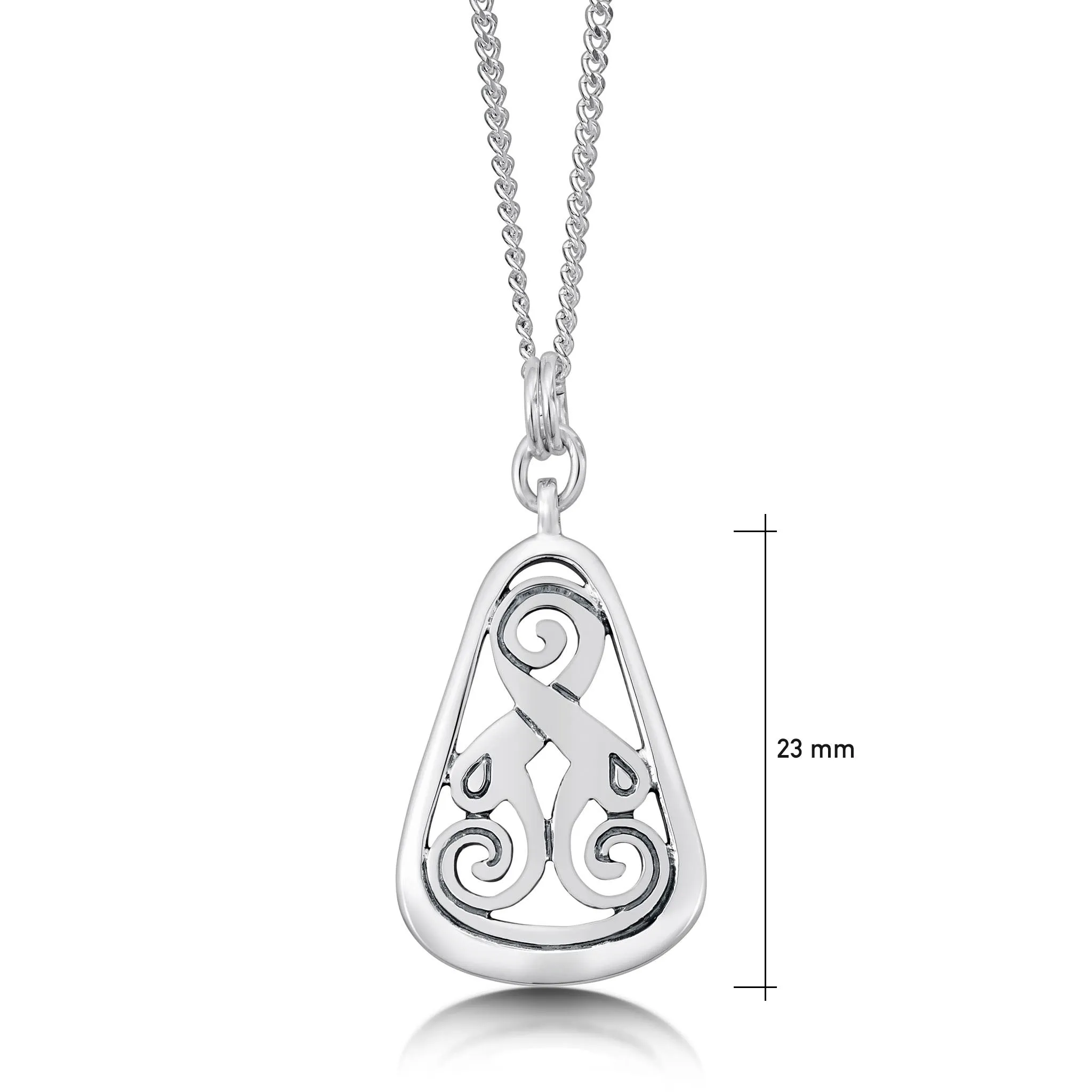 Birsay Disc Teardrop Pendant Necklace in Sterling Silver