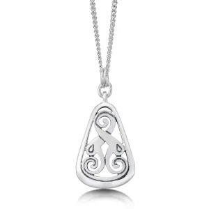 Birsay Disc Teardrop Pendant Necklace in Sterling Silver