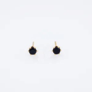 Black Spinel Studs | Gold