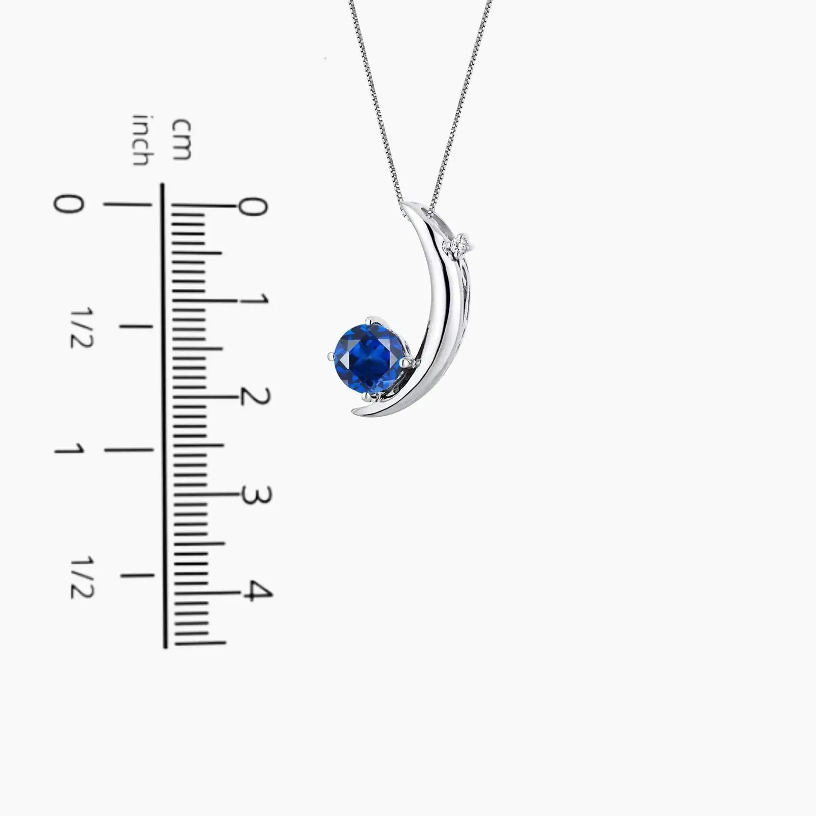 Blue Moon Necklace In 925 Silver - Sapphire