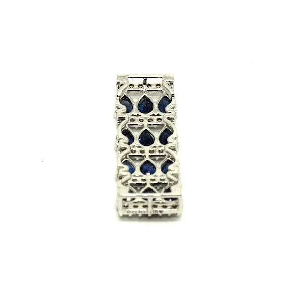 Blue Sapphire And Diamond 3row Parallel Pendant Ad No.0979