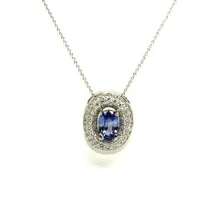 Blue Sapphire And Diamond Double Halo Pendant Ad No.0548