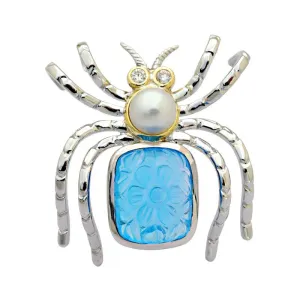 Brooch-Blue Topaz, South Sea Pearl and Diamond  (3DM)