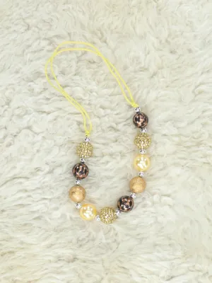 Brown & Gold Adjustable Bubblegum Necklace