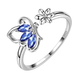 Butterfly Ring Open Birthstone December Tanzanite Women Girls Jewelry Birthday Gift