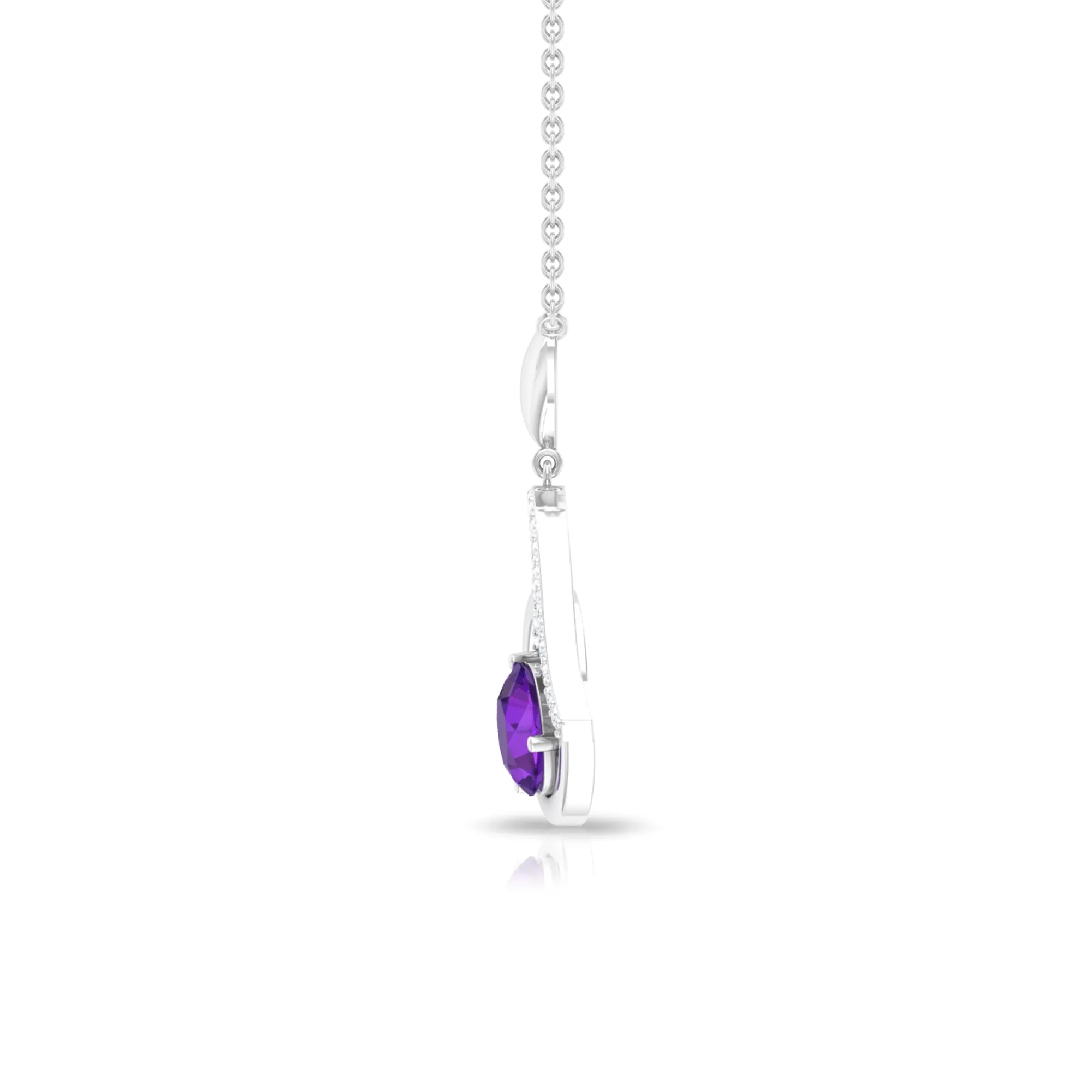 Classic Amethyst Heart Drop Necklace with Diamond