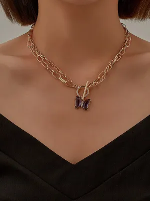 Crystal Butterfly Pendant Necklace MSE00131