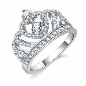 Crystal Heart Rings Women's Crown